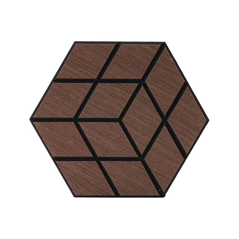 Panel acústico poligonal ranurado con chapa de madera Solución decorativa y fonoabsorbente para hoteles y oficinas Panel acústico poligonal ranurado con chapa de madera Solución decorativa y fonoabsorbente para hoteles y oficinas